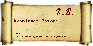 Kroninger Botond névjegykártya